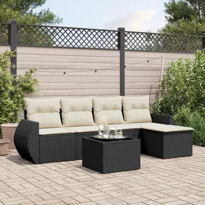 Gossi set mobilier de gradina cu perne, 6 piese, negru, poliratan