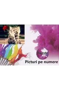 Pictura pe numere: Pisica si trandafir