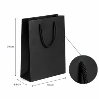Pungi cadou dreptunghiulare uni - negru (set 12 buc) - Mică - 18x24x8,5cm