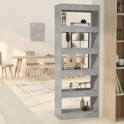 vidaXL Bibliotecă/Separator cameră, gri beton, 60x30x166 cm, PAL