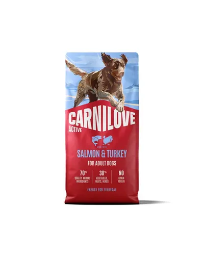 Hrană câini activi 12 kg CARNILOVE Active Dog Salmon and Turkey Adult somon și curcan