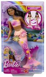 Păpuşă Barbie - Barbie Flower Magic Mermaid, cu părul închis la culoare