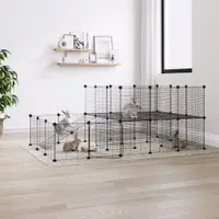 Gossi cusca animale de companie cu usa 44 panouri negru 35x35 cm otel