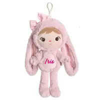Papusa personalizata de plus Iepuras Pufos Roz cu fundita (mini)