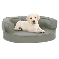 vidaXL Saltea ergonomică pat de câini, 60x42 cm, gri, aspect de in