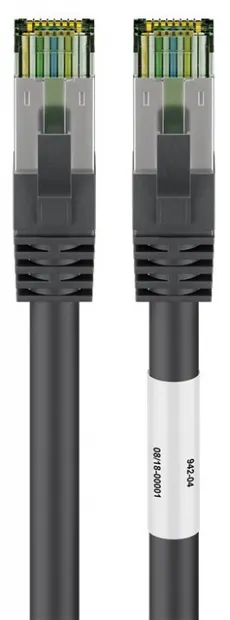 Cablu de retea RJ45 S/FTP CAT 8.1 cu mufe CAT 6A 25m Negru, Goobay G66729