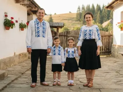 Set Familie Traditionala 396 Camasi traditionale cu broderie