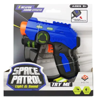 Pistol de jucarie cu lumini si sunete, Space Patrol, Albastru