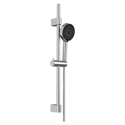 Set de duș argintiu din oțel inoxidabil 70 cm cu duș de mână, cu suport glisant Softwater – Wenko