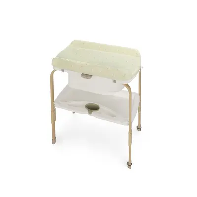 Cadita de baie cu suport, Jane, Flip, Cu 2 pozitii anatomice, Cu masuta de infasat, Cu tavita si compartimente pentru accesorii, Conform cu standardele europene EN 17072:2018EN 12221:2008+A1:2013, Sage