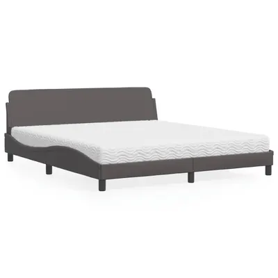 vidaXL Pat cu saltea, Dover, gri, 180x200 cm, piele ecologică
