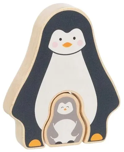 Puzzle din lemn pentru copii Goki - Pinguin, 2 piese