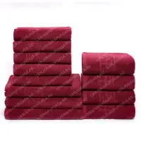 Set 12 Prosoape Premium Bumbac 100%, 550g m ², pentru Maini, Fata E i Corp - Grena