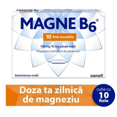 Magne B6 solutie orala 100 mg/10 mg, Sanofi | 10 fiole x 10 ml