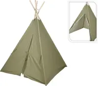 Cort teepee verde olive, pentru copii, 160 x 103 cm