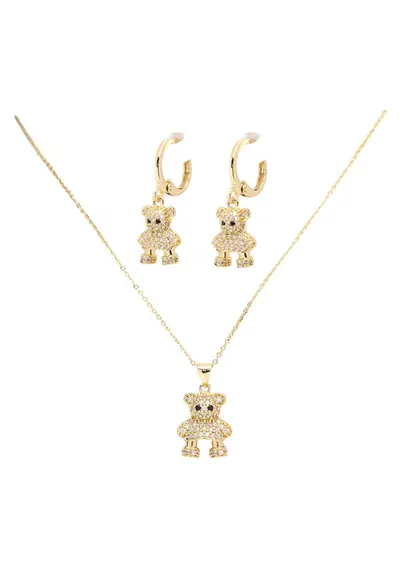Set Colier Cu Pandantiv Si Cercei Mini Teddy Love