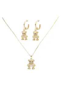 Set Colier Cu Pandantiv Si Cercei Mini Teddy Love