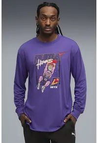 Bluza cu imprimeu grafic pentru baschet Hoopstel - Negru/Ametist