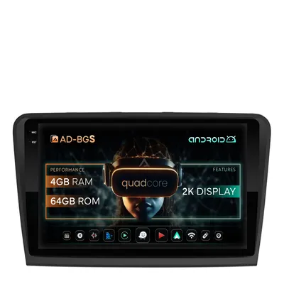Navigatie 2K Skoda Superb 2 (2008-2015), Android, S-Quadcore 4GB RAM + 64GB ROM, 10.36 Inch - AD-BGS100042K+AD-BGRKIT043