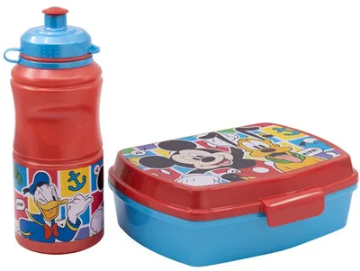 Set pentru copii Stor - Mickey Mouse, sticlă și cutie pentru mâncare