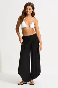 Seafolly pantaloni baggy pentru femei. din vâscoză Shirred Waist Wrap