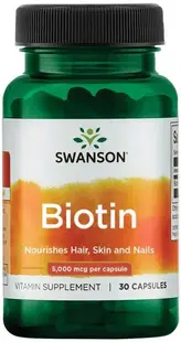 Biotin, 5000 mcg, 30 capsule, Swanson