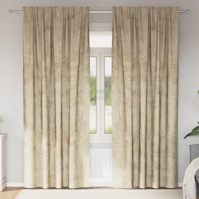 Gossi draperii 2 buc cu buzunare pentru bagheta crem 245x140 cm
