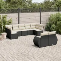 Gossi set mobilier de gradina cu perne, 9 piese, negru, poliratan