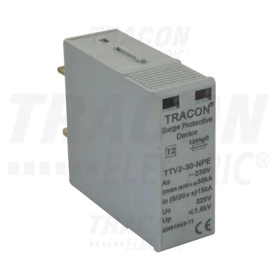 Elem.modular, descarcator de suprat., AC, clasa 2, modul B TTV2-30-B-M 230 V, 50 Hz, 15/30 kA (8/20 us), 1P+N/PE (TTV2-30)