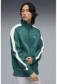 Bluza de trening regular-fit cu fermoar bidirectional T7 Always On - Alb/Verde smarald