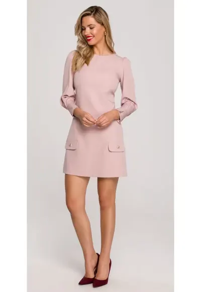 Rochie Dama - Trapez - Poliester/Bumbac - 65787 - Roz