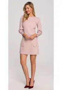 Rochie Dama - Trapez - Poliester/Bumbac - 65787 - Roz