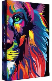 KJV Holy Bible, Multi Color Lion of Judah, Large Print, Handy Size Format, Hardc Over, Ribbon Marker, and Red Letter -
