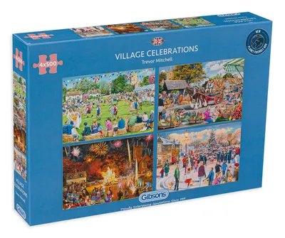 Puzzle Gibsons din 4 x 500 de piese - Village Celebrations