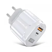 Incarcator Retea Techsuit Premium, 20W, 3A, 1 x USB-A - 1 x USB-C, Alb