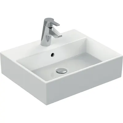 Lavoar suspendat alb 50 cm, dreptunghiular, orificiu baterie si preaplin, Ideal Standard Strada