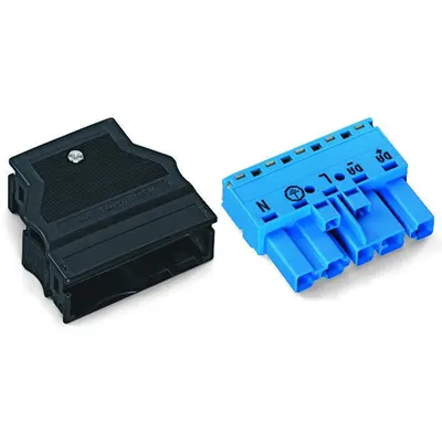 Plug; with strain relief housing; 5-pole; Cod. I; 4,00 mm²; blue