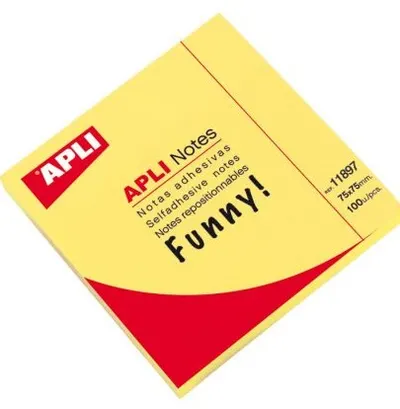Notite autoadezive APLI - Galben neon , 75 x 75 mm, 100 bucati
