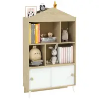 AIYAPLAY Bibliotecă pentru Copii cu 4 Cuburi Deschise și Rafturi Superioare, 80x30x140.5 cm, Alb | Aosom Romania