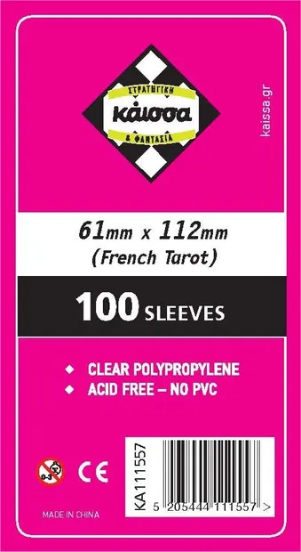 Protectoare pentru carduri Kaissa Sleeves 61 x 112 mm (French Tarot) - 100 buc.