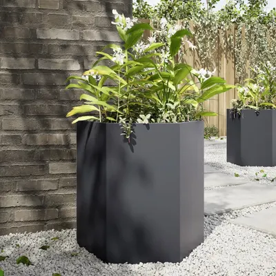 Gossi jardiniera de gradina antracit 46x40x45 cm otel hexagonal