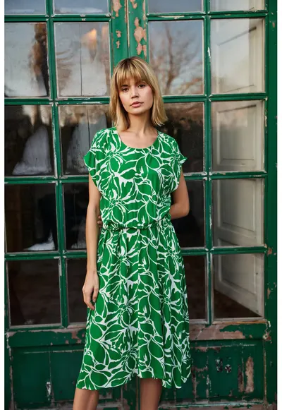 Rochie midi din vascoza verde - Verde