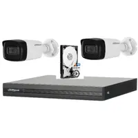 Sistem de supraveghere Dahua DH-2CEXT80MA-5MP_HDD HDCVI cu HDD si 2 camere de exterior de 5MP, 3.6mm, IR 80m, microfon