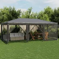 Gossi cort de petrecere cu 10 pereti din plasa, antracit, 6x4 m, hdpe