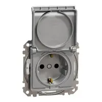 Sedna Design, Priza 2P+E cu obturatoare si capac, IP44, aluminiu