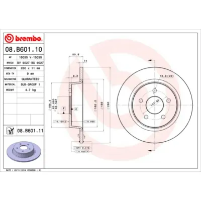 Disc frana BREMBO 08.B601.11