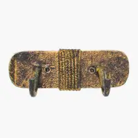 Suport pentru agatat - 2 carlige - Ustensile Epoca Forjate Manual - Aspect Bronz