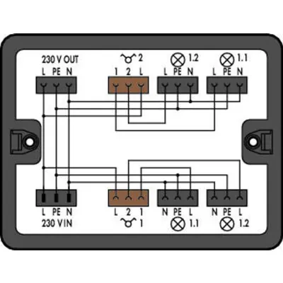 Distribution box; Series switching; 1 input; 7 outputs; Cod. A, S; MIDI; black