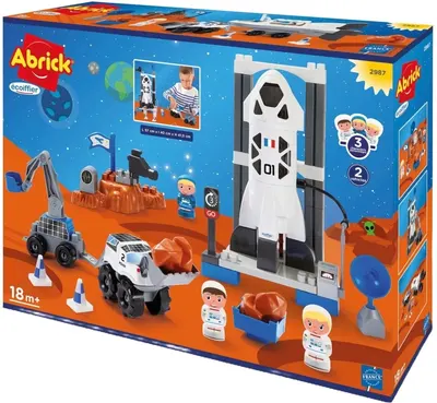 Constructor Ecoiffier Abrick - Baza spatiala cu racheta si 3 figurine