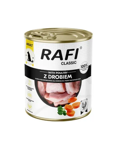 RAFI Classic cu pui 800 g hrană umedă pentru câini adulți